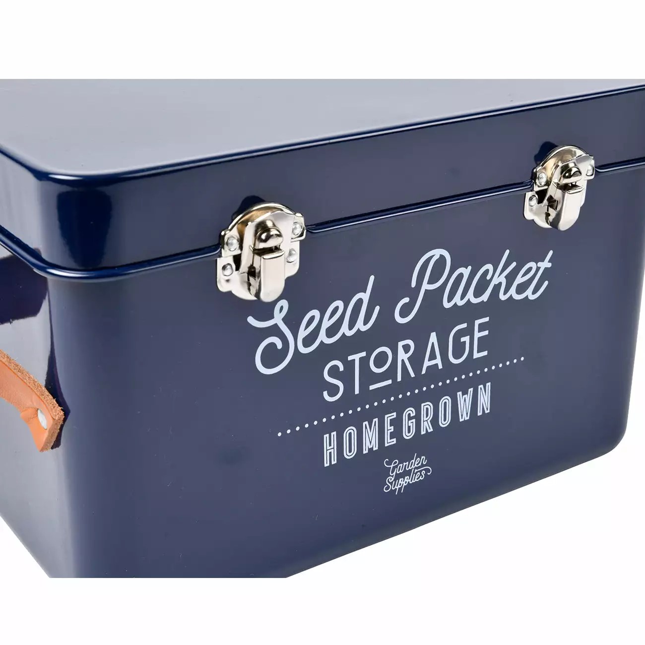 Burgon & Ball Leather Handled Seed Packet Storage Tin - Atlantic Blue - Image 3