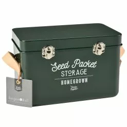 Burgon & Ball Leather Handled Seed Packet Storage Tin - Frog